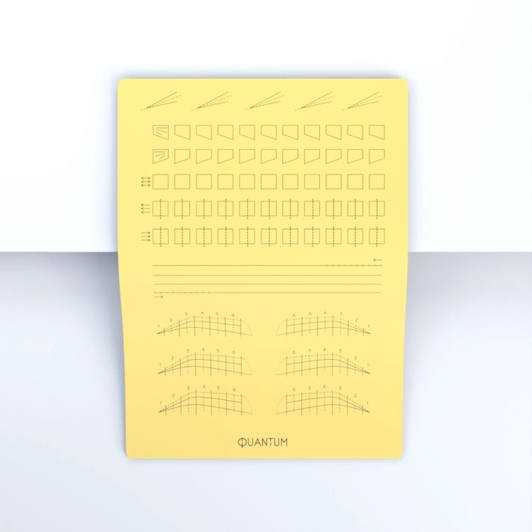 Practice skin for pigmentation yellow A4 – Ends, segments, lines, brows